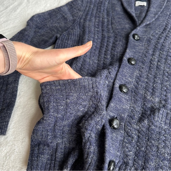 Nordstrom Cashmere Navy Blue Button V-neck Long Sleeve Middle Cardigan L - Picture 10 of 12